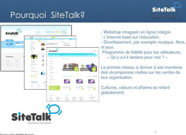 Pourquoi SITETALK ?