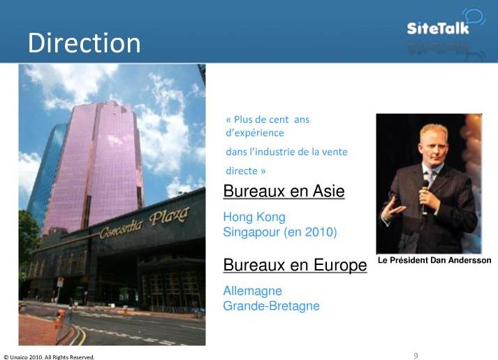 La Direction de UNAICO SITETALK